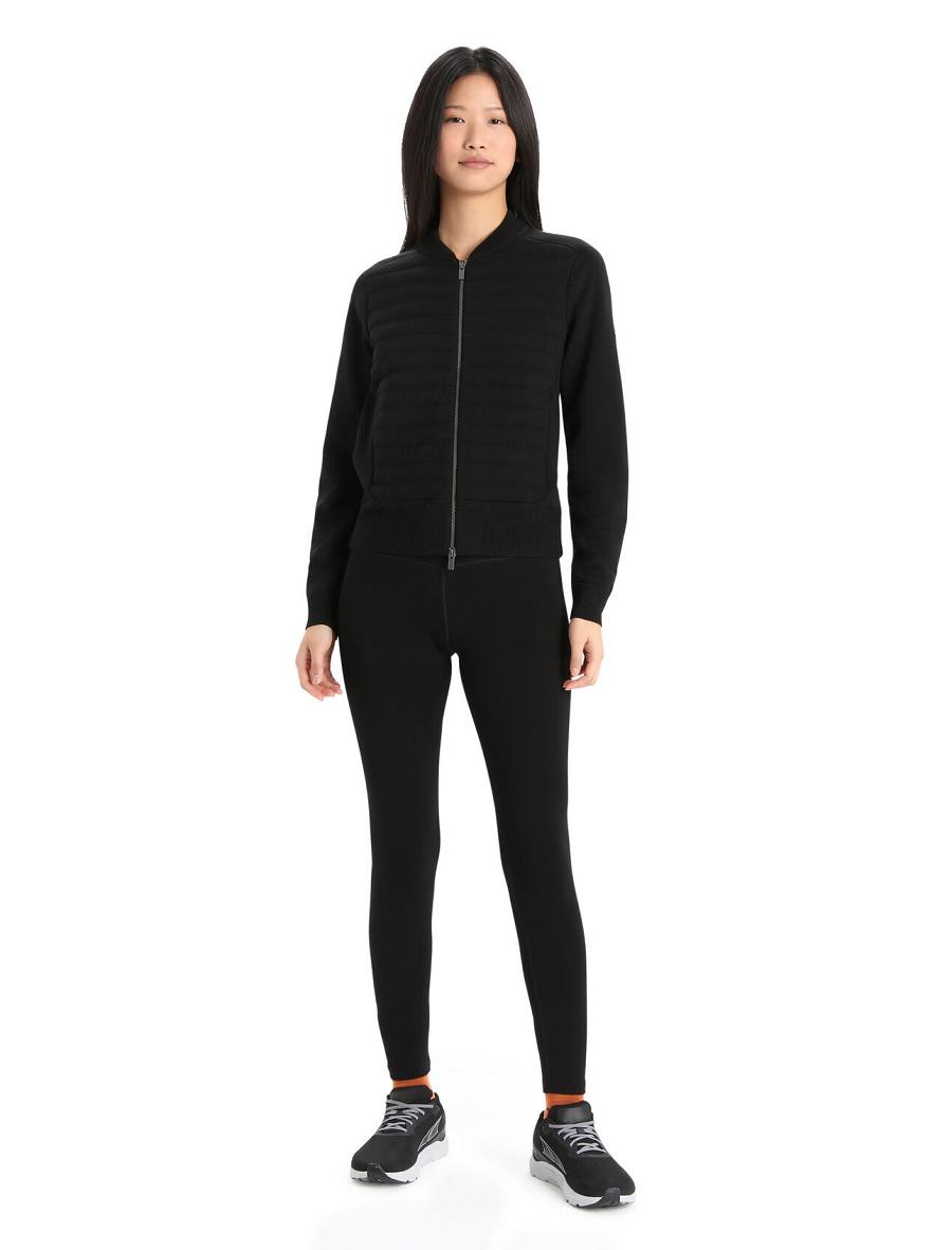 Vestes Icebreaker City Label ZoneKnit™ Merino Insulated Knit Bomber Femme Noir | FR 1659XYUF